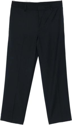 Emporio Armani Logo Detail Wollen Broek - Heren - Straight fit broeken - Blauw - L - Wol - Broeken