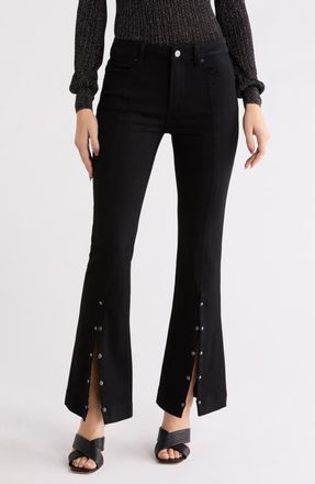 Paige Manhattan High Waist Bootcut Jeans in Black Shadow at Nordstrom, Size 23P