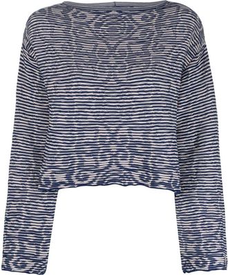 Emporio Armani patterned intarsia knit jumper - women - Cotton - M - Blue
