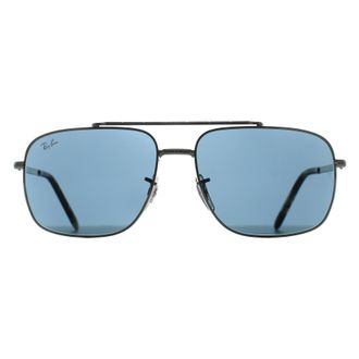 Ray-Ban Rectangle Unisex Polished Silver Blue RB3796 Metal - One Size