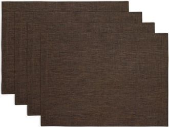 Solino Home Linen Placemats Set of 4, 14 x 19 Inch for Dining Table, Holiday and Everyday Table Decor - Athena in Chambray Brown at Nordstrom, Size