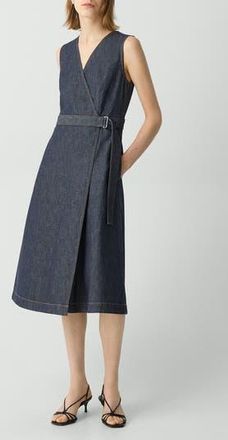 Theory Sleeveless Belted Chambray Wrap Dress in Indigo at Nordstrom Rack, Size 14
