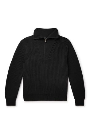 Nili Lotan Heston Ribbed Cashmere Half-Zip Sweater