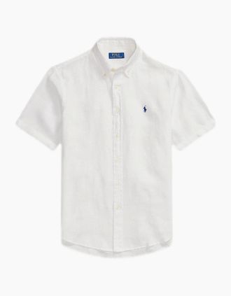 Polo Ralph Lauren Mens Polo Ralph Lauren SS Linen Shirt 500 White - Size: 40/Regular