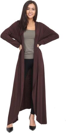 Generic AA ESSANTAILS Womens Ladies Long Sleeve Maxi Boyfriend Cardigan Open Front Full Length Floaty Long Drape Cardigans (Brown, 24-26)