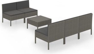vidaXL Vidaxl - Set De Muebles De Jard&iacute;n 6 Pzas Y Cojines Rat&aacute;n Sint&eacute;tico Gris