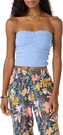 O'Neill Dedra Smocked Ruffle Strapless Crop Top in Hydrangea at Nordstrom, Size Medium