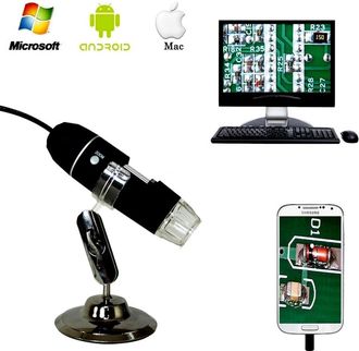 Trade Shop Trade Shop - Microscopio Digital Usb 40x 1000x Pc Notebook Foto Video 8 Led 2.0 Mpx Soporte
