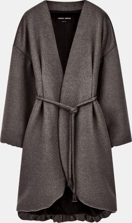 Giorgio Armani Oversized wollen jas met riem en verzamelde zoom