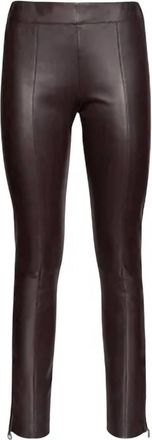 Ferragamo Womens Nappa Leather Thighs Pants In Brown