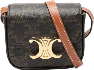 Celine Pre-owned Celine Mini Triomphe Coated Canvas Claude Crossbody W-IE-2272