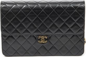 Chanel Vintage Push Lock Straight Flap Schoudertas