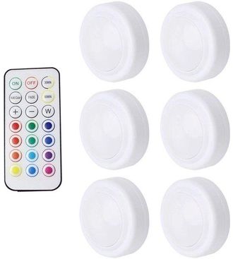 OEM Juego De 6 Luces Nocturnas Led Para Armarios, Funcionan Con Pilas, Son Regulables E Incluyen 1 Mando A Distancia