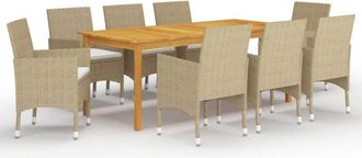 vidaXL Juego De Comedor De Jard&iacute;n 9 Piezas Beige Vidaxl