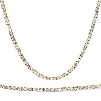 Pompeii3 20Ct Round Diamond Tennis Necklace 14k Yellow Gold Lab Grown Size: Medium