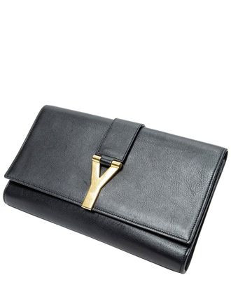 Saint Laurent Black Calfskin Leather Ligne Y Clutch (Authentic Pre-Loved)