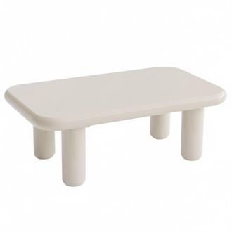 Oviala Mesa de centro rectangular de 100 cm en MDF lacado en blanco