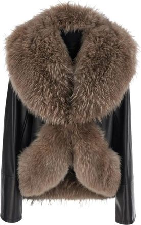 BLANCHA Leren en Shearling Jas - Dames - Leren en Su&egrave;de Jassen - Zwart - XS - Leer - Jassen