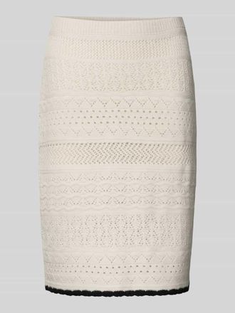 Marc Cain Knielanges Wollrock mit Lochmuster in Hellgrau, Größe 36