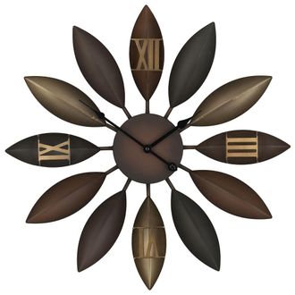 Beliani Beliani - Reloj De Pared Marco De Hierro Marr&oacute;n Dise&ntilde;o Con Forma De Flor N&uacute;meros Romanos Redondo 55 Cm Beinwil