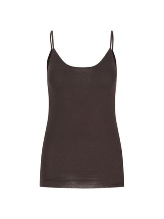Khaite Selee Top In Brown Viscose Jersey Ribbed Knit
