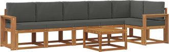 vidaXL Conjunto De Sof&aacute;s De Exterior 7 Uds. Natural Y Antracita Vidaxl