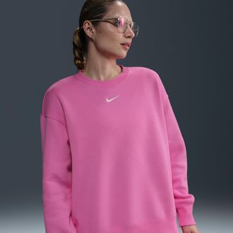 Nike Womens Nike Sportswear Phoenix Fleece Oversized Crew-Neck Sweatshirt in Pink | FZ4270-675