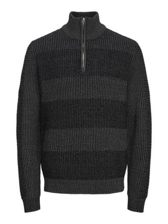 Jack & Jones Plus Size Mens Jjhugo Knit Half Zip Pls Jumper, Black, 6XL