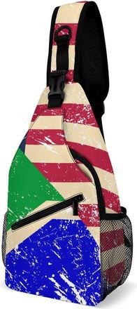 Generic U.S. South Africa Vintage Flag Unisex Shoulder Bags Casual Crossbody Chest Bag Sling Backpack for Hiking Cycling Travel