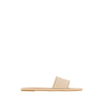 Valentino Garavani VLogo Torchon sandaal met open teen - Dames - Schoenen - Beige - Maat: 40 EU Linnen