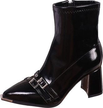 Generic Black Ladies Leisure Winter Ankle Footwear with Rounded Toe Side Zipper Closure and Tied Front Low Heel for Relaxed and Comfortable Wear