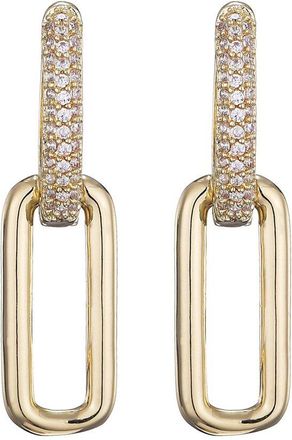 Adornia Adornia 14K Plated Crystal Single Link Drop Earrings