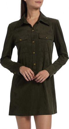 Ramy Brook Maria Faux Suede Mini Dress In Deep Olive