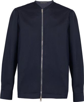 low brand Kraagloos Jack met Rits - Heren - Zomerjassen - Blauw - XL - Wol - Jassen