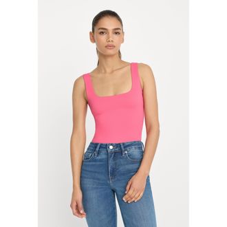 Good American Womens Sculpting Modern Tank Bodysuit | Strawberry Pink, Size Medium | Good American by Khlo&Egrave; Kardashian