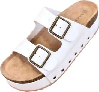 Bambooa Womens Chunky Slides In White