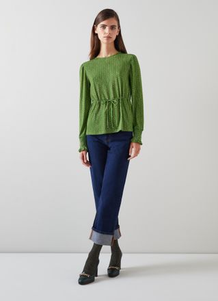 L.k. Bennett Womens Ellie Jersey Tops, Green - Size Small