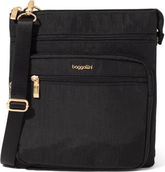 Baggallini Out And About Crossbody Bag in Black With Gold Hardware at Nordstrom