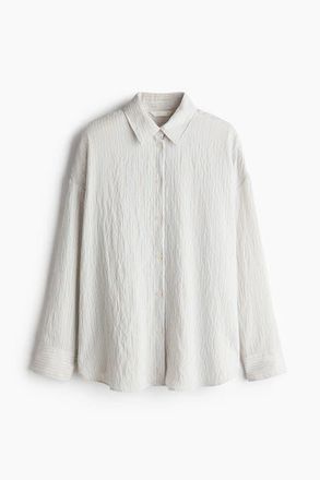 H&M Oversized Shirt in White/blue Striped at Nordstrom, Size X-Small