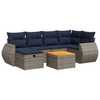 vidaXL Vidaxl - Set Divani Da Giardino 7 Pz Con Cuscini Grigio In Polyrattan