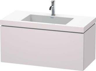 Duravit Lavabo Para Muebles Duravit L-cube C-bonded Con Base, Colgante, 100x48 Cm, 1 Extra&iacute;ble, Sin Rebosadero, 1 Agujero Para Grifo, Color: Blanco Lila Seda 