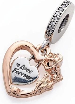 Pandora Heart & Rose Flower Dangle Charm - female - Pandora - Jewellery - Gray - ONE SIZE - Accessories