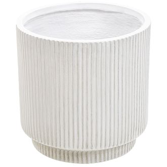 Beliani Maceta De Mezcla De Arcilla Blanco Crema 30 Cm Agujero Drenaje Acabado Vertical Daria