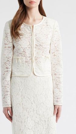 LoveShackFancy Junetta Lace Jacket in Ivory at Nordstrom, Size 00