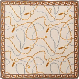 Le Parmentier Ketting & Parels Bandana - Beige Zijde - Dames - Zijden sjaals - Beige - ONE Size - Accessoires