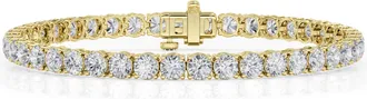 Grown Brilliance 10 Carat Round Lab Grown Diamond Tennis Bracelet in 14K Yellow Gold, Size 7 Inches, F Color, VS2 Clarity