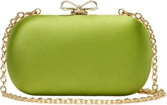 Self Portrait Satijnen Clutch - Dames - Tassen - Groen - Maat: ONE Size Satijn