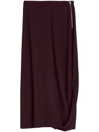 Christophe Lemaire twisted-hem midi skirt - women - Viscose/Cotton - S - Red