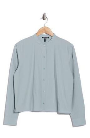 Eileen Fisher Mandarin Collar Button Up Shirt in Frost at Nordstrom Rack, Size X-Large