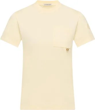 Moncler Moncler Metal Logo Cotton T-shirt, Women, Yellow, Size: Xl